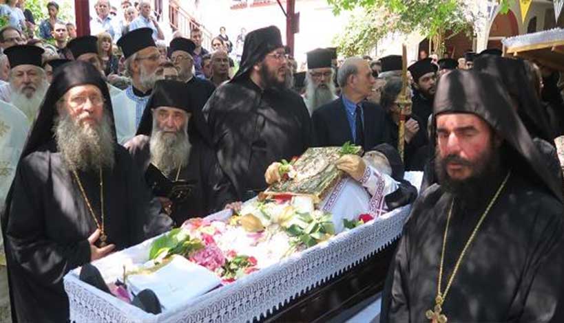 Η εξόδιος ακολουθία του Αρχ. Δαμασκηνού, Ηγούμενου της Ιεράς Μονής Αγάθωνος