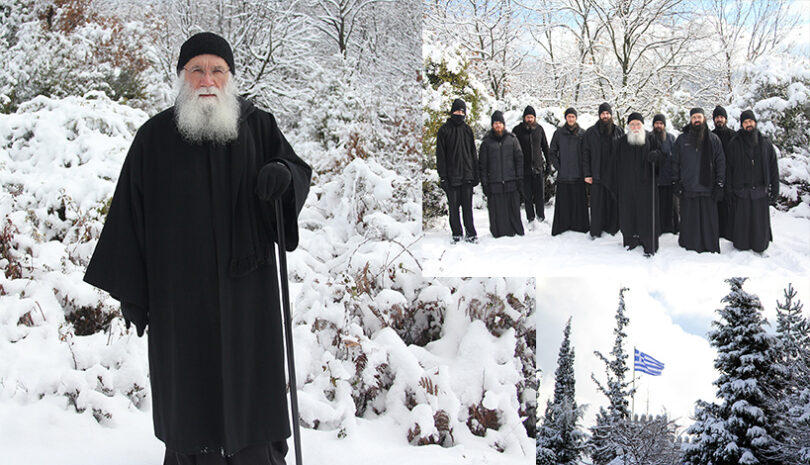 Χιόνια στο Ιερό Ησυχαστήριο Αγίων Αυγουστίνου Ιππώνος και Σεραφείμ του Σαρώφ Τρικόρφου Φωκίδος