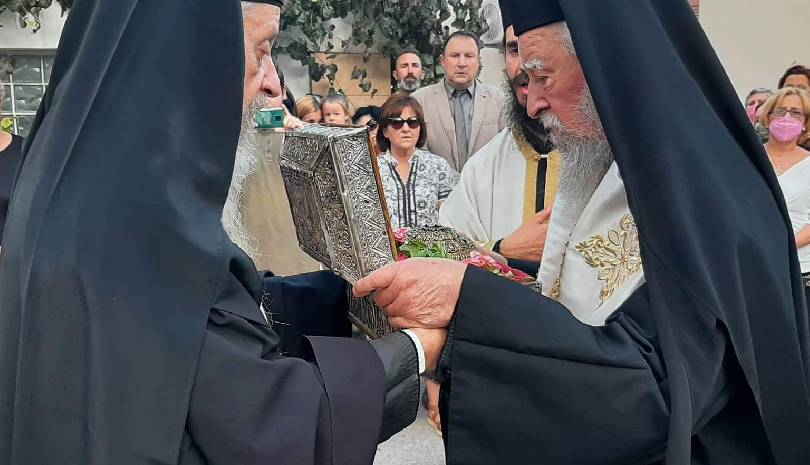 Υποδοχή ιεράς εικόνας του Οσίου και τιμίας κάρας Αγίου Παρθενίου Επισκόπου Λαμψάκου (ΦΩΤΟ)