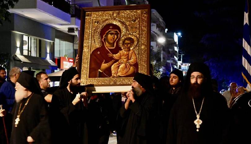 Στην Καλαμαριά η Παναγία Ελαιοβρύτισσα από την Ιερά Μεγίστη Μονή Βατοπαιδίου, Αγίου Όρους (ΦΩΤΟ)