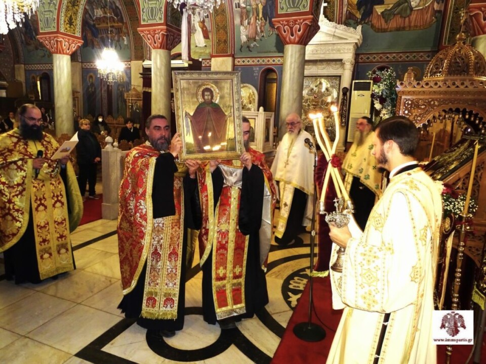 Ενθρόνιση της Ιερής Εικόνας του Οσίου Νίκωνος στην Μητρόπολη Μονεμβασίας