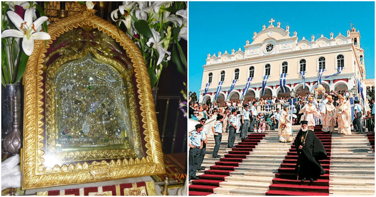 Σήμερα η Ανάμνησις ευρέσεως εν Τήνω της ιεράς εικόνος της Ευαγγελιστρίας